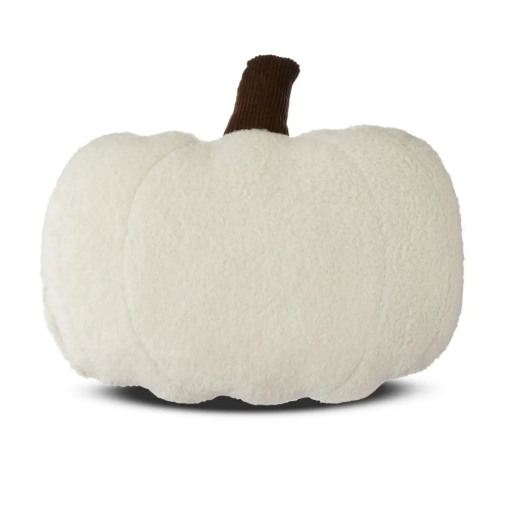 Harvest Fall Halloween Beige Pumpkin Sherpa Decorative Pillow, 10.75in, NWT